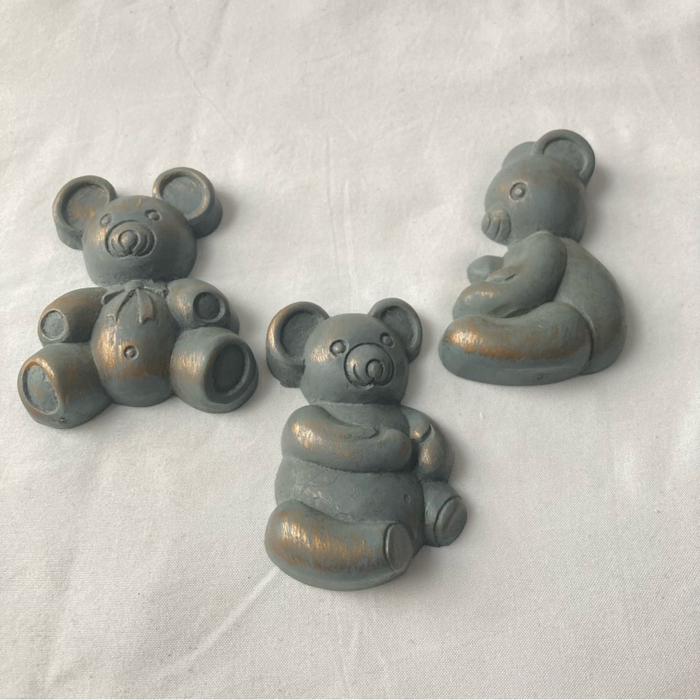 Vintage 1980s Homco Teddy Bears Wall Plaques Decor Set of 3 Baby Nursery Decor